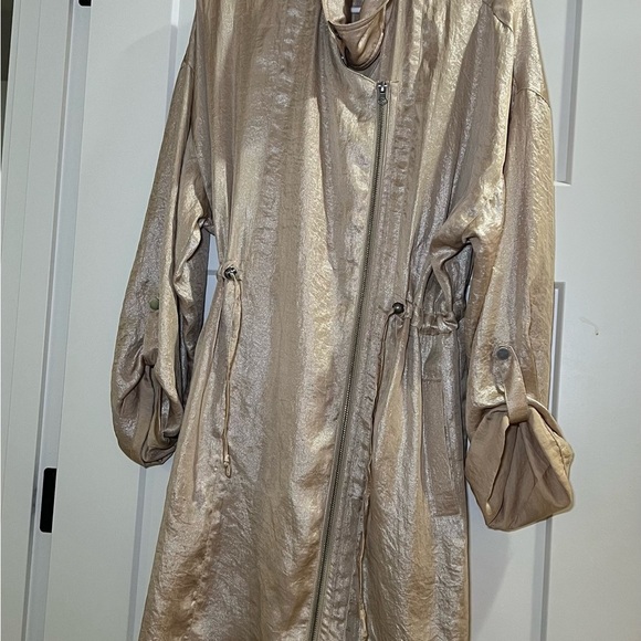 Anthropologie Champagne Anorak Lightweight Metallic Jacket Women’s Size Small - Picture 11 of 12